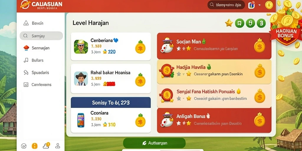 Screenshot aplikasi BPO777 menunjukkan tampilan menu utama yang menarik.